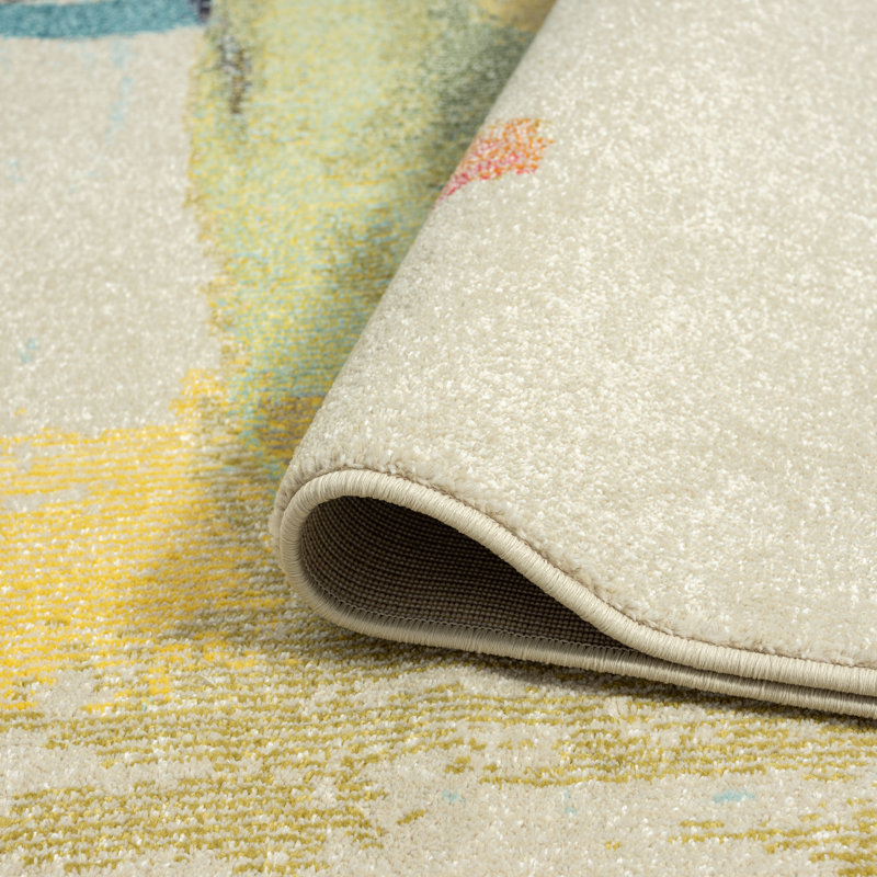 Orren Ellis COLORWRKS Sunny Pastels Abstract Area Rug in Yellow